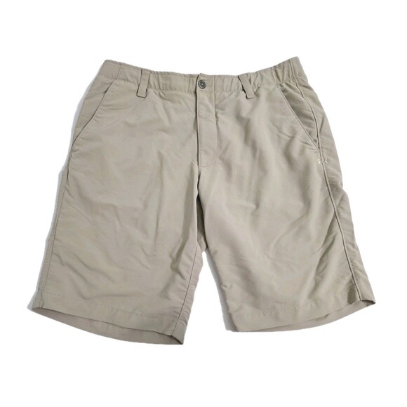 Under Armour Khaki Shorts Mens 36 Loose Heatgear Performance Golf Dress Chinos - Picture 1 of 10